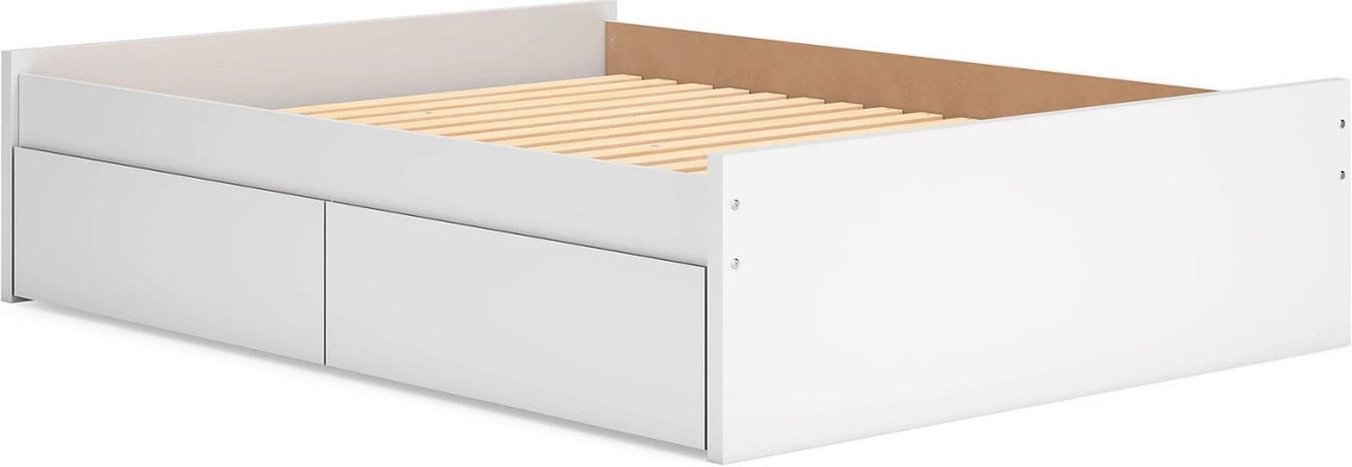 Onita Queen Platform Bed with 2 Side Storage In White EB9630B14