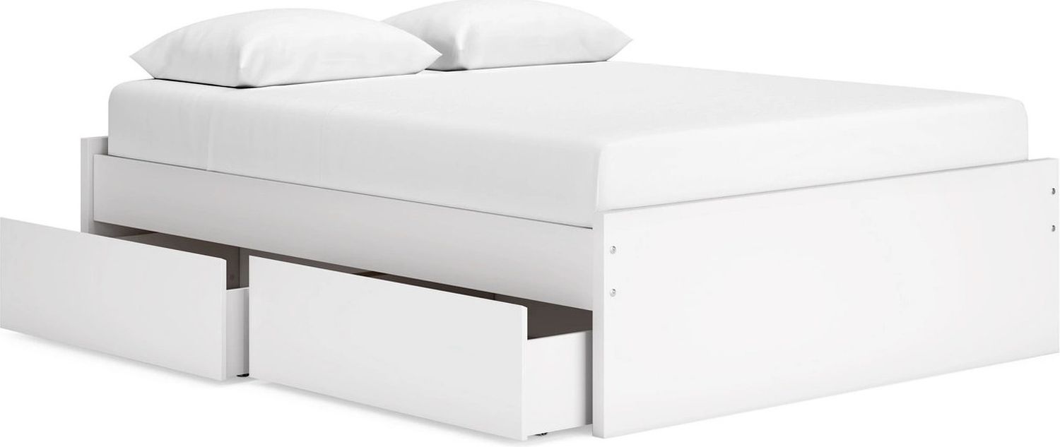 Onita Queen Platform Bed with 2 Side Storage In White EB9630B14