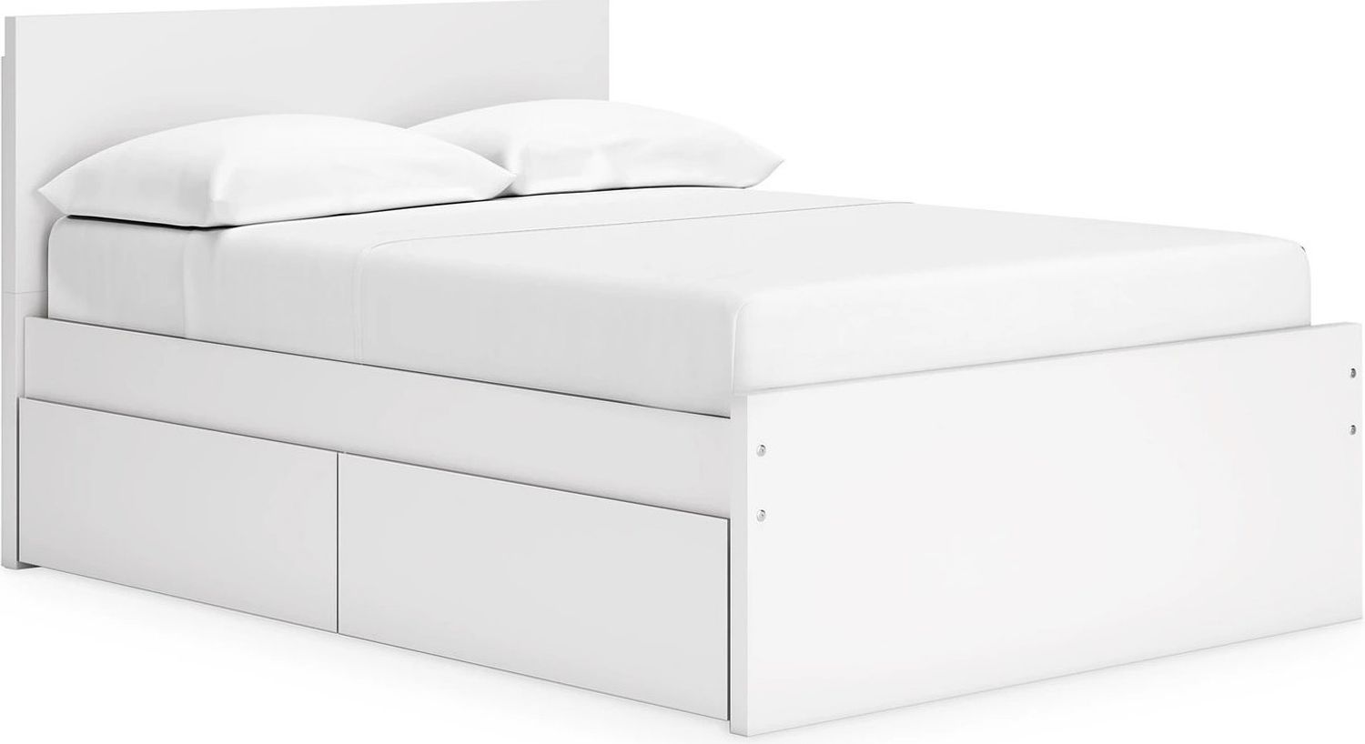 Onita Full Panel Platform Bed with 2 Side Storage In White EB9630B15