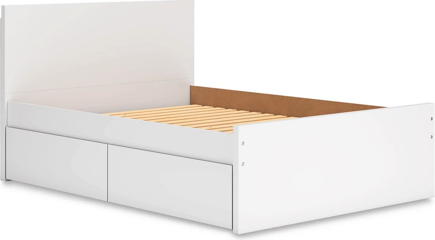 Onita Full Panel Platform Bed with 2 Side Storage In White EB9630B15