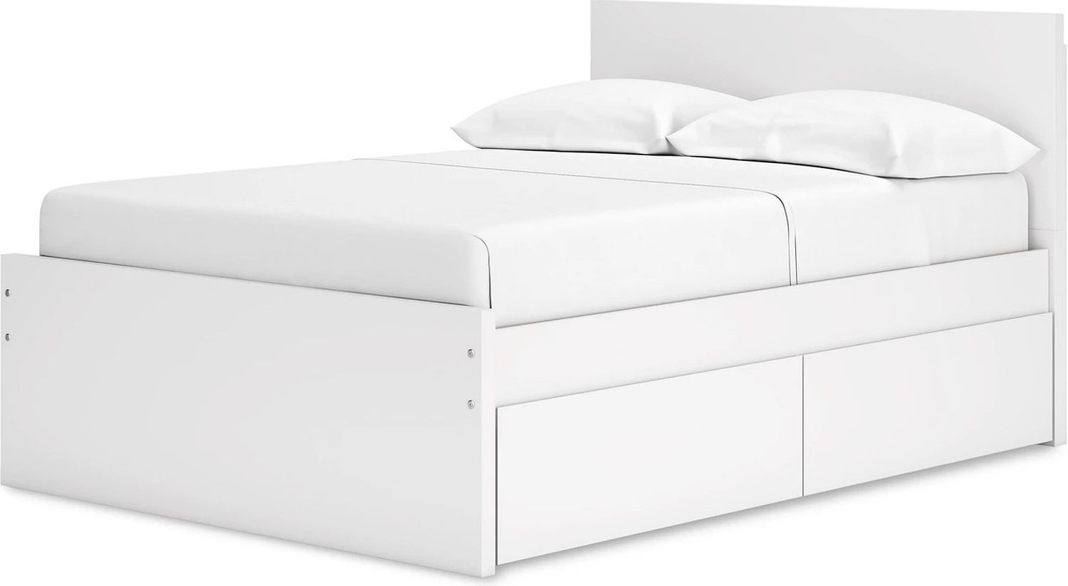 Onita Full Panel Platform Bed with 2 Side Storage In White EB9630B15