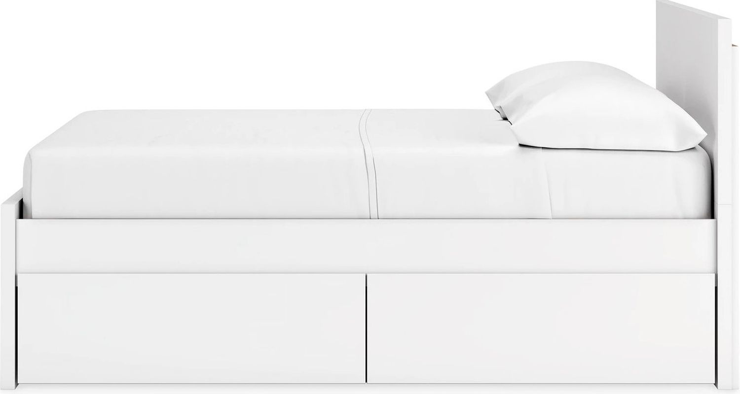 Onita Full Panel Platform Bed with 2 Side Storage In White EB9630B15