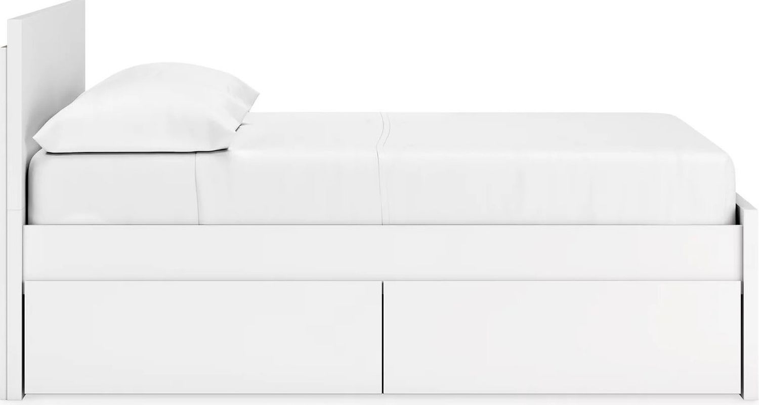 Onita Full Panel Platform Bed with 2 Side Storage In White EB9630B15