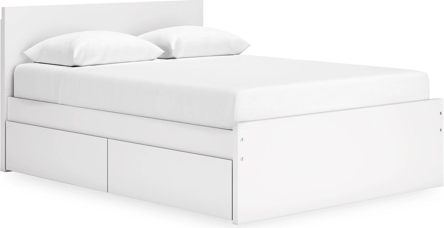 Onita Queen Panel Platform Bed with 2 Side Storage In White EB9630B16