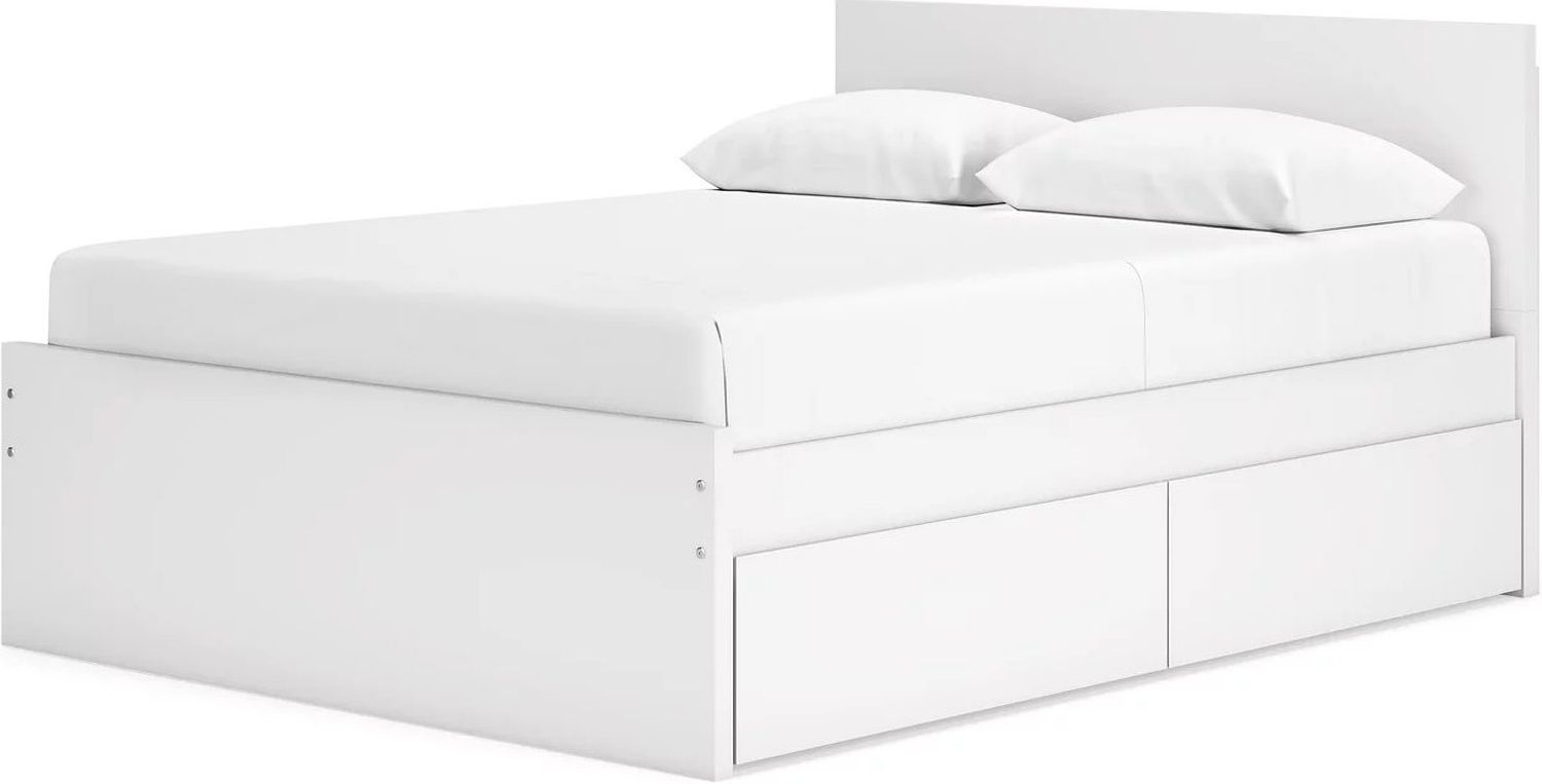 Onita Queen Panel Platform Bed with 2 Side Storage In White EB9630B16