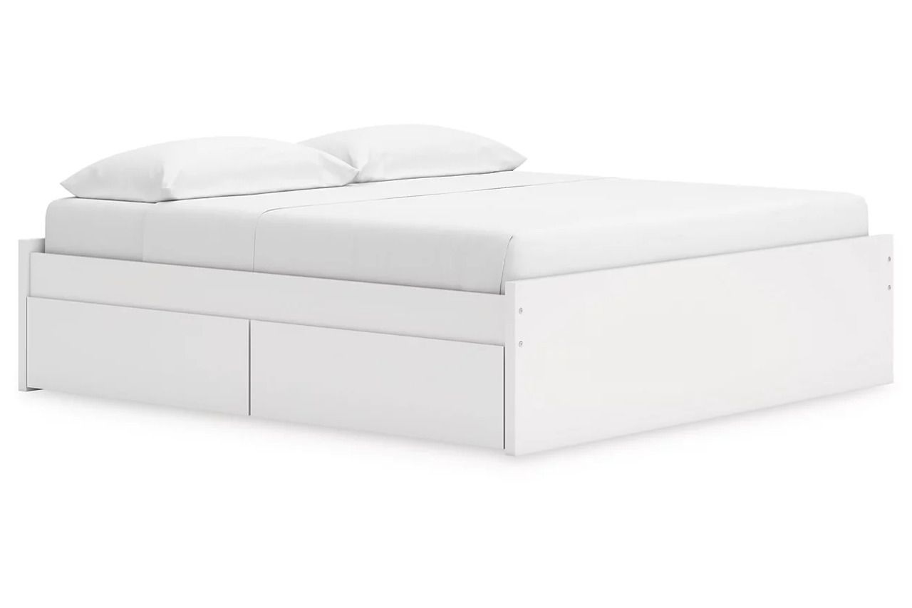 Onita King Platform Bed with 2 Side Storage In White EB9630B18