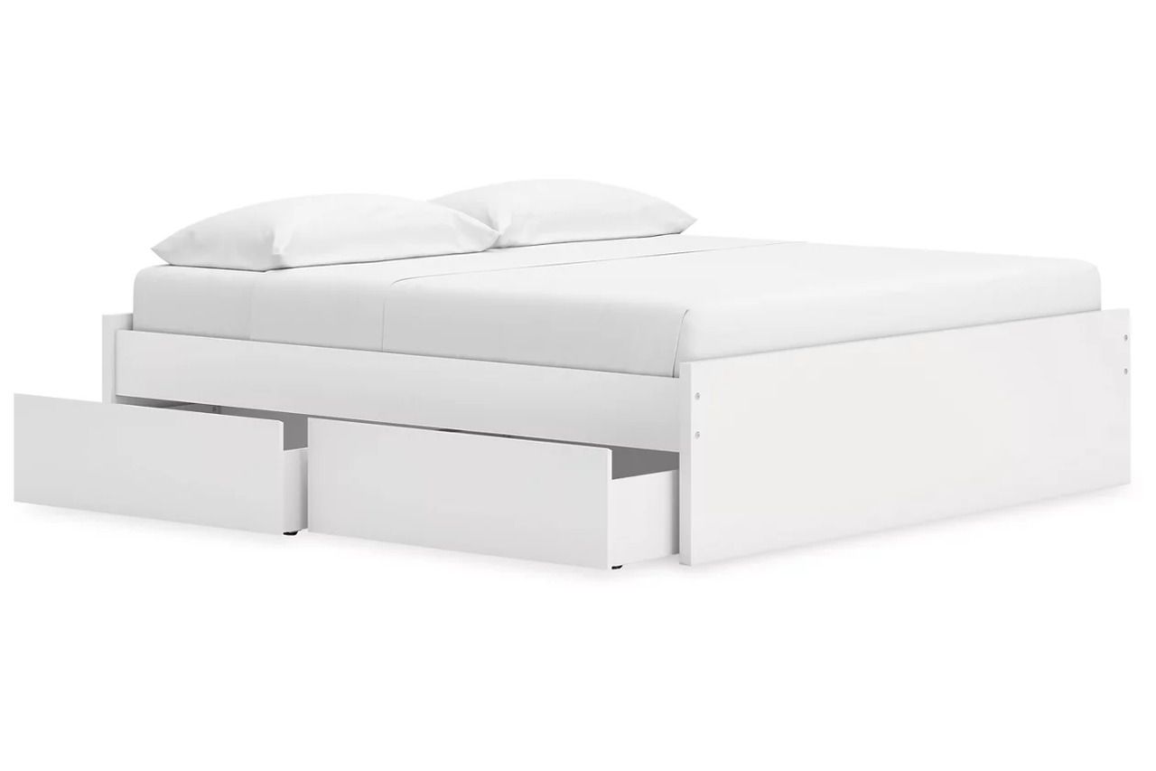 Onita King Platform Bed with 2 Side Storage In White EB9630B18