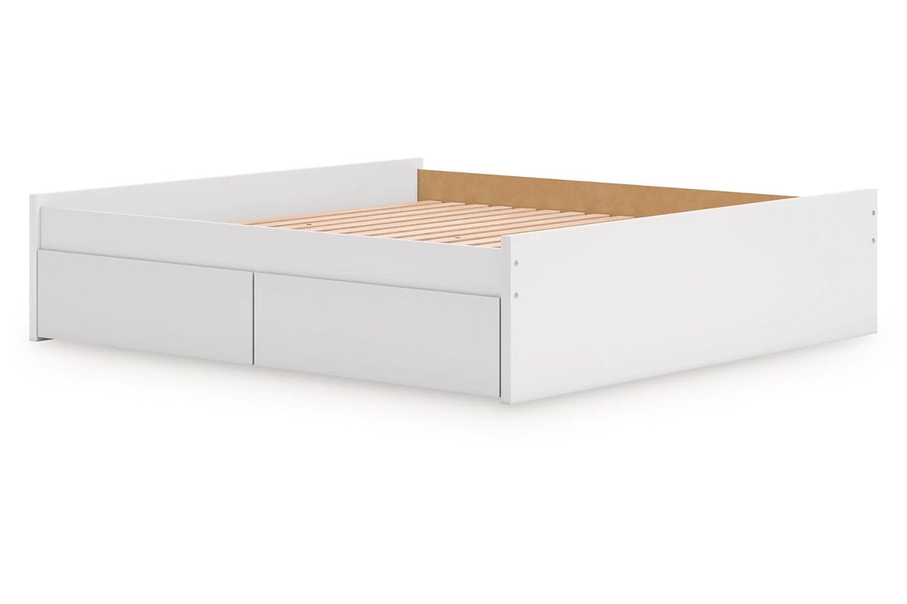 Onita King Platform Bed with 2 Side Storage In White EB9630B18
