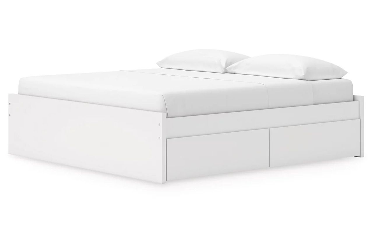 Onita King Platform Bed with 2 Side Storage In White EB9630B18