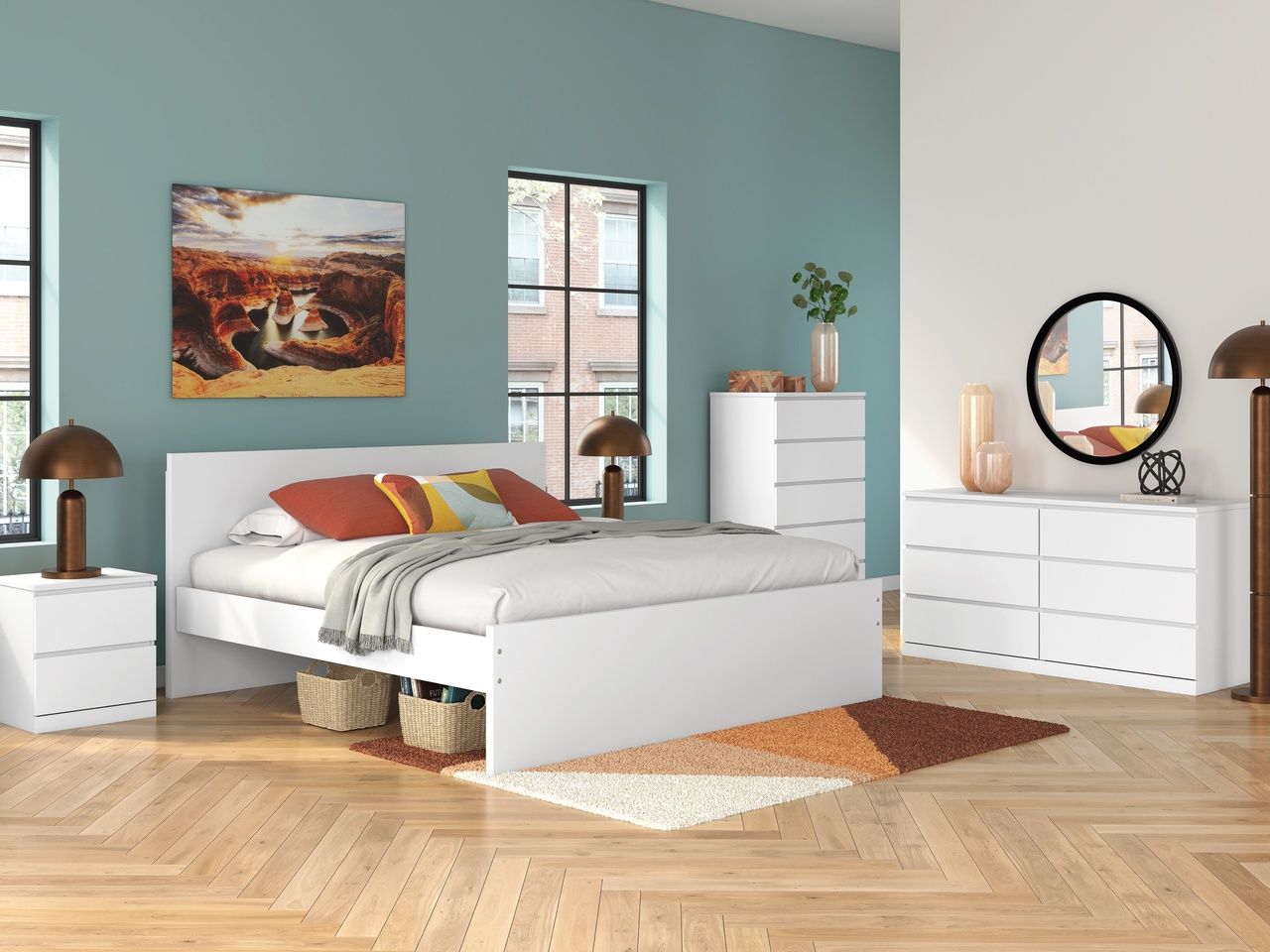 Onita King Panel Platform Bed In White EB9630B19
