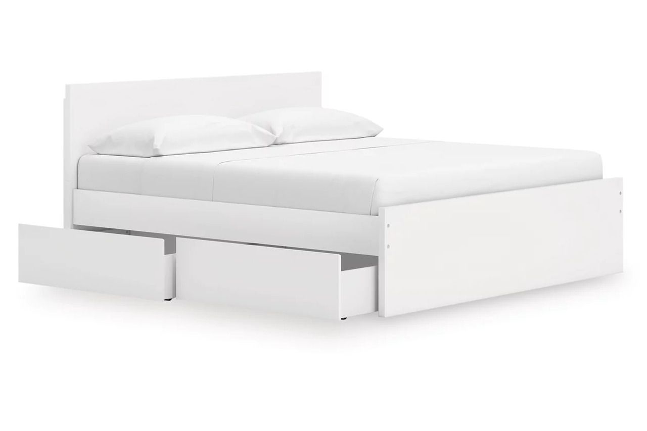 Onita King Panel Platform Bed with Storage In White EB9630B20