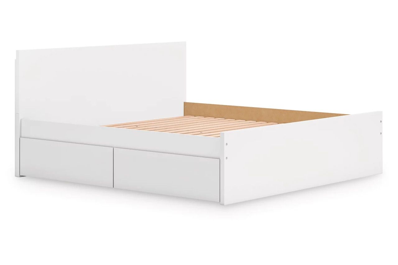 Onita King Panel Platform Bed with Storage In White EB9630B20