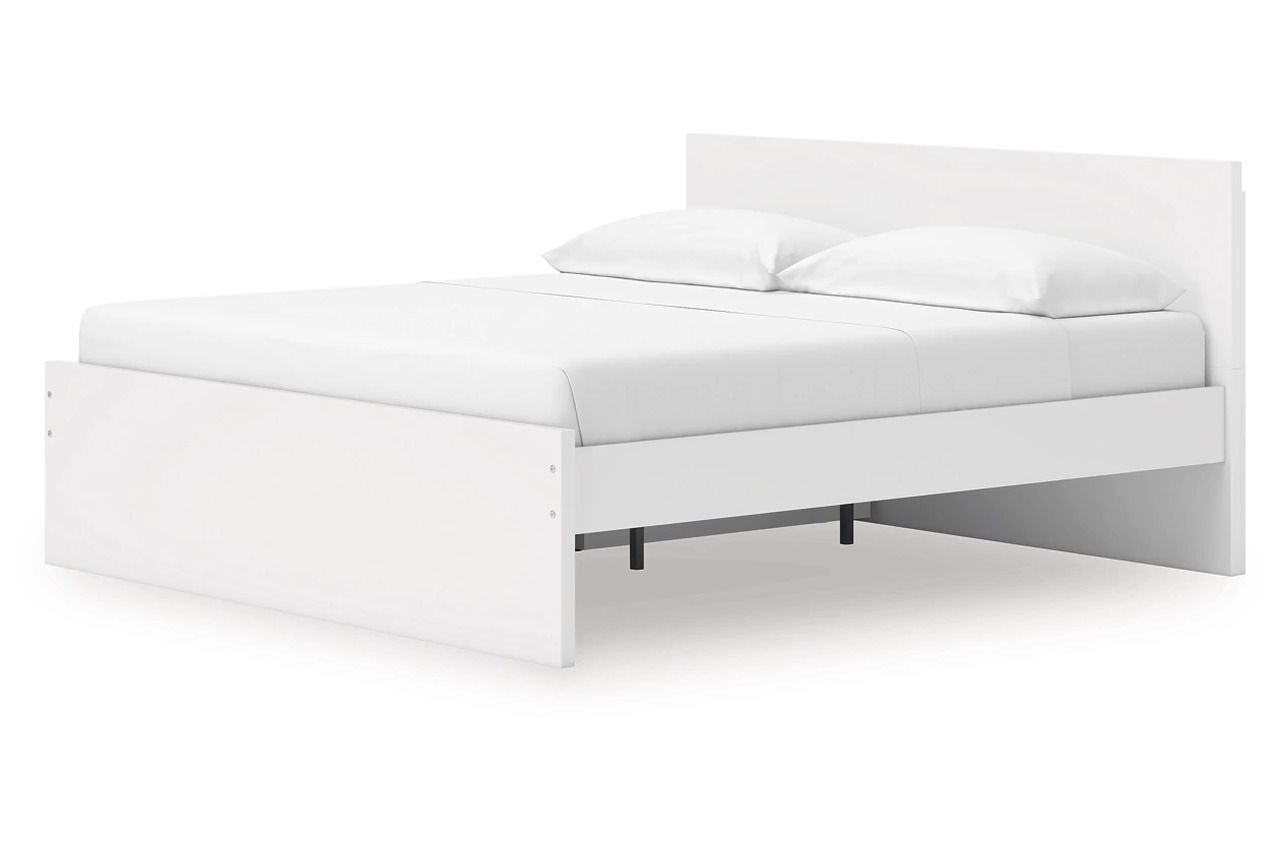 Onita King Panel Platform Bed with Storage In White EB9630B20