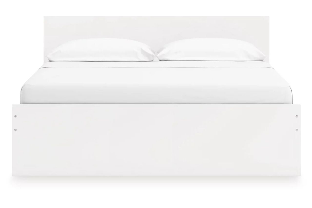 Onita King Panel Platform Bed with 2 Side Storage In White EB9630B21