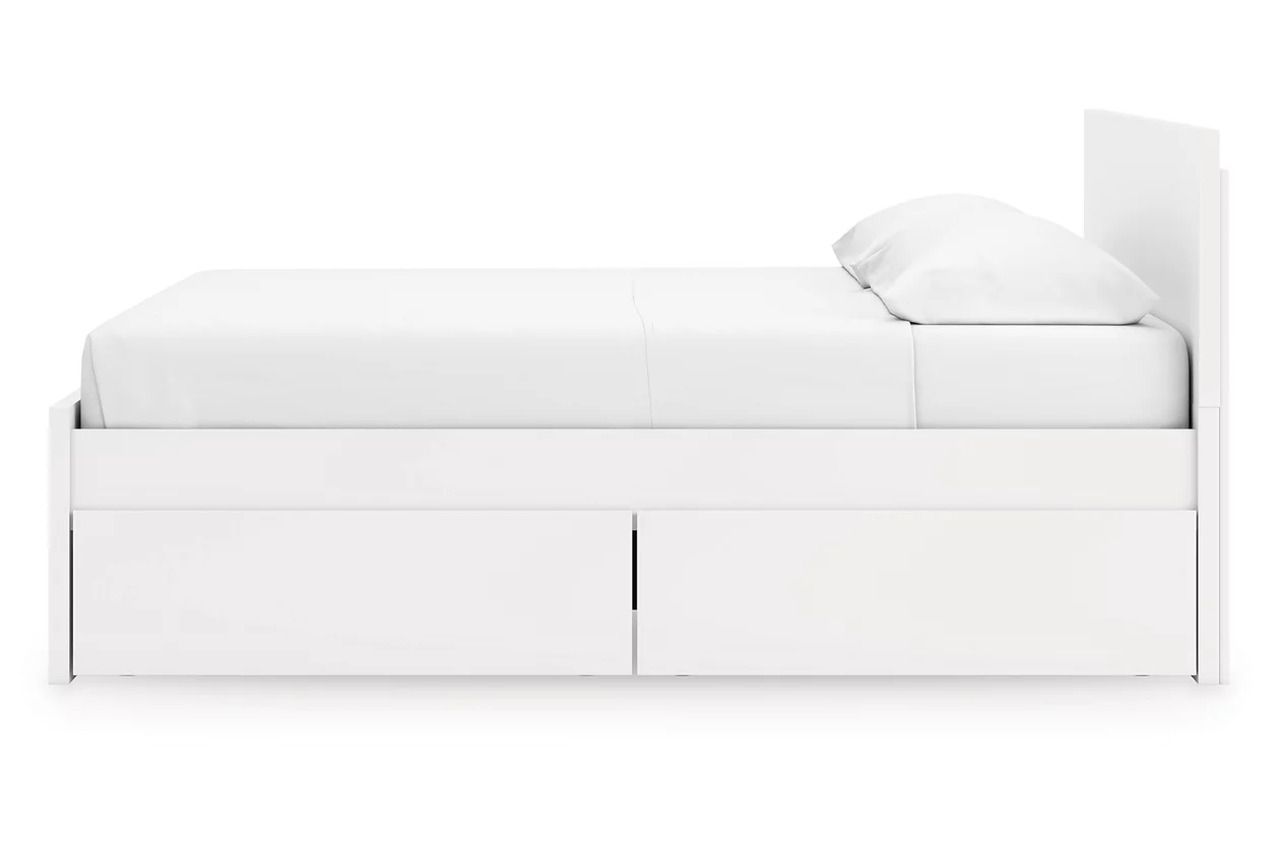 Onita King Panel Platform Bed with 2 Side Storage In White EB9630B21