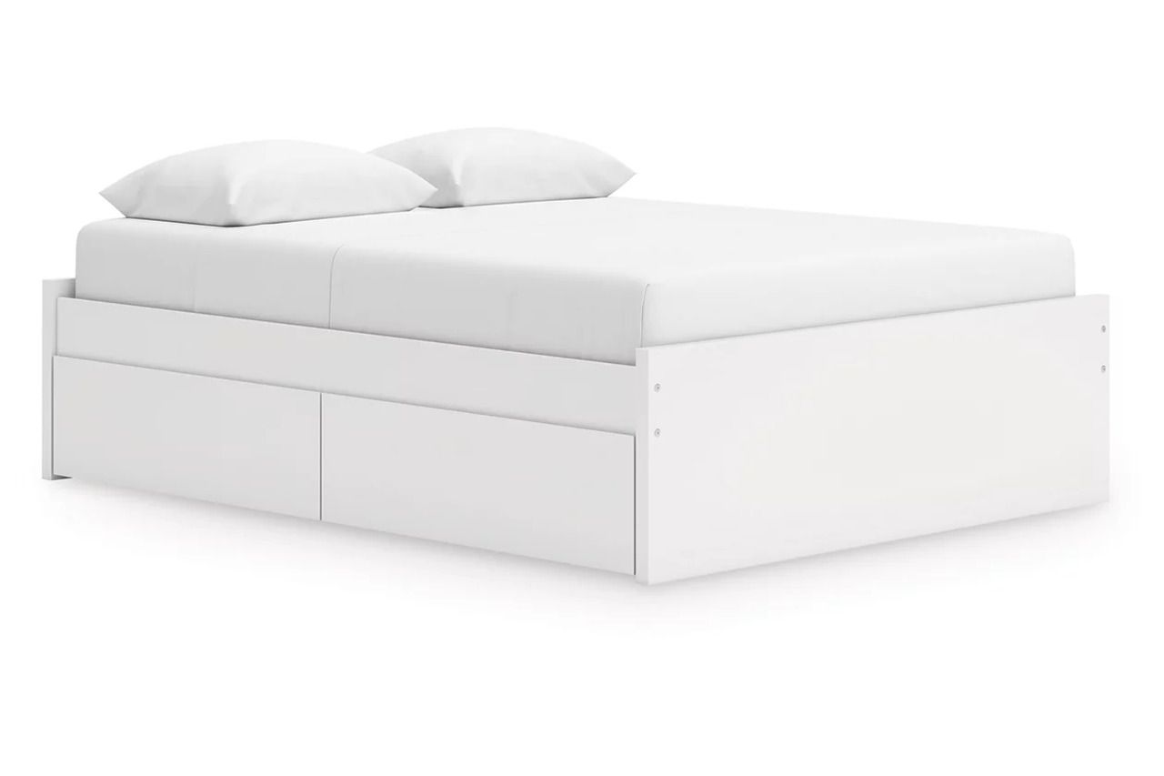 Onita Queen Platform Bed with 1 Side Storage In White EB9630B22