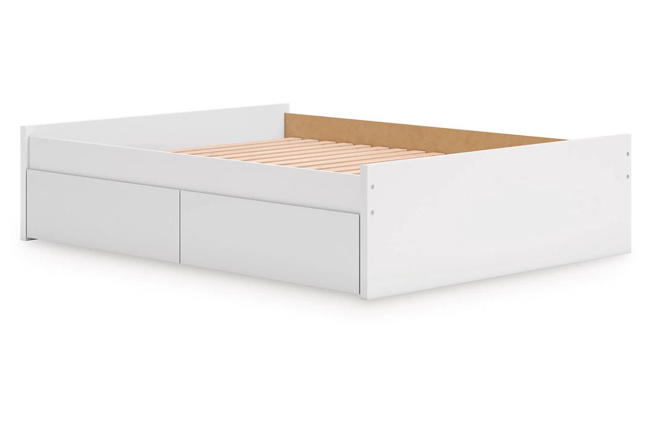 Onita Queen Platform Bed with 1 Side Storage In White EB9630B22