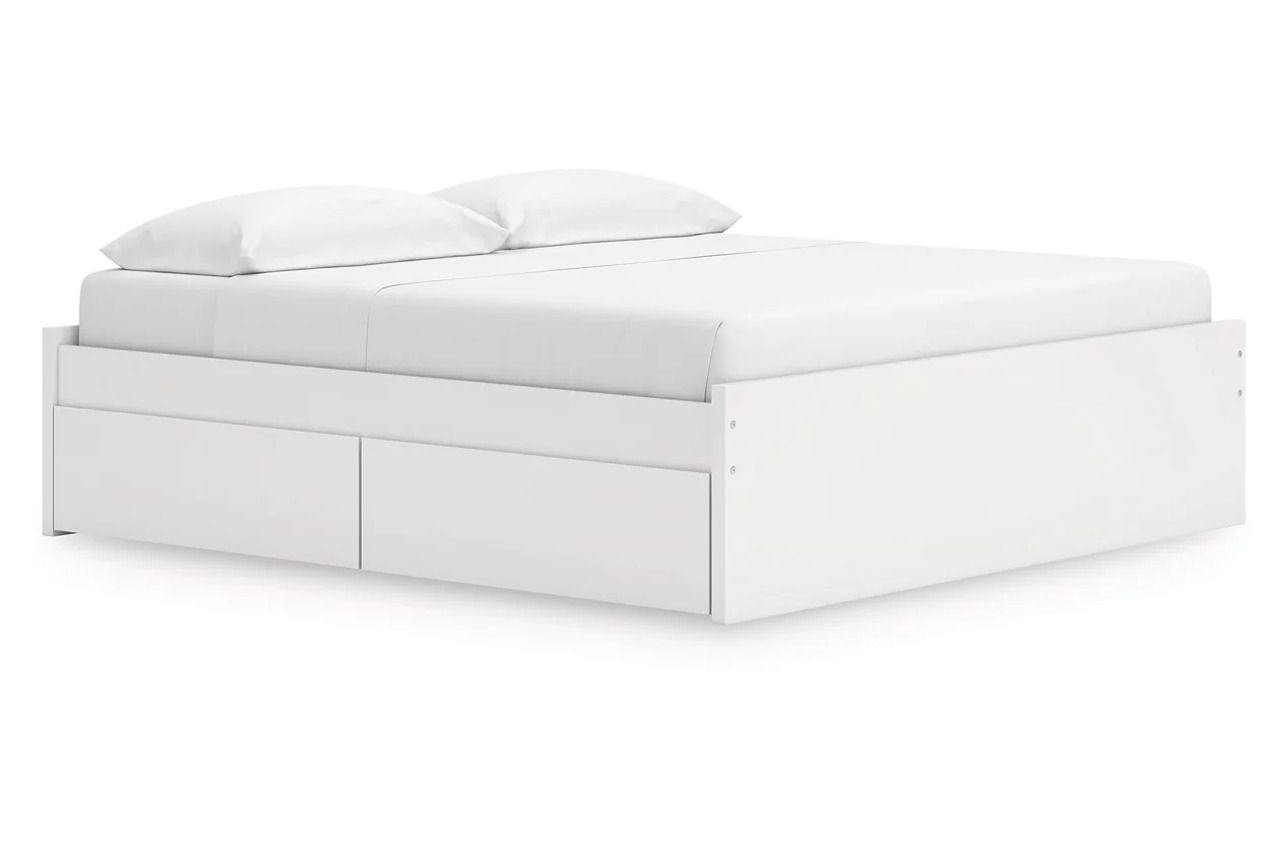 Onita King Platform Bed with 1 Side Storage In White EB9630B23