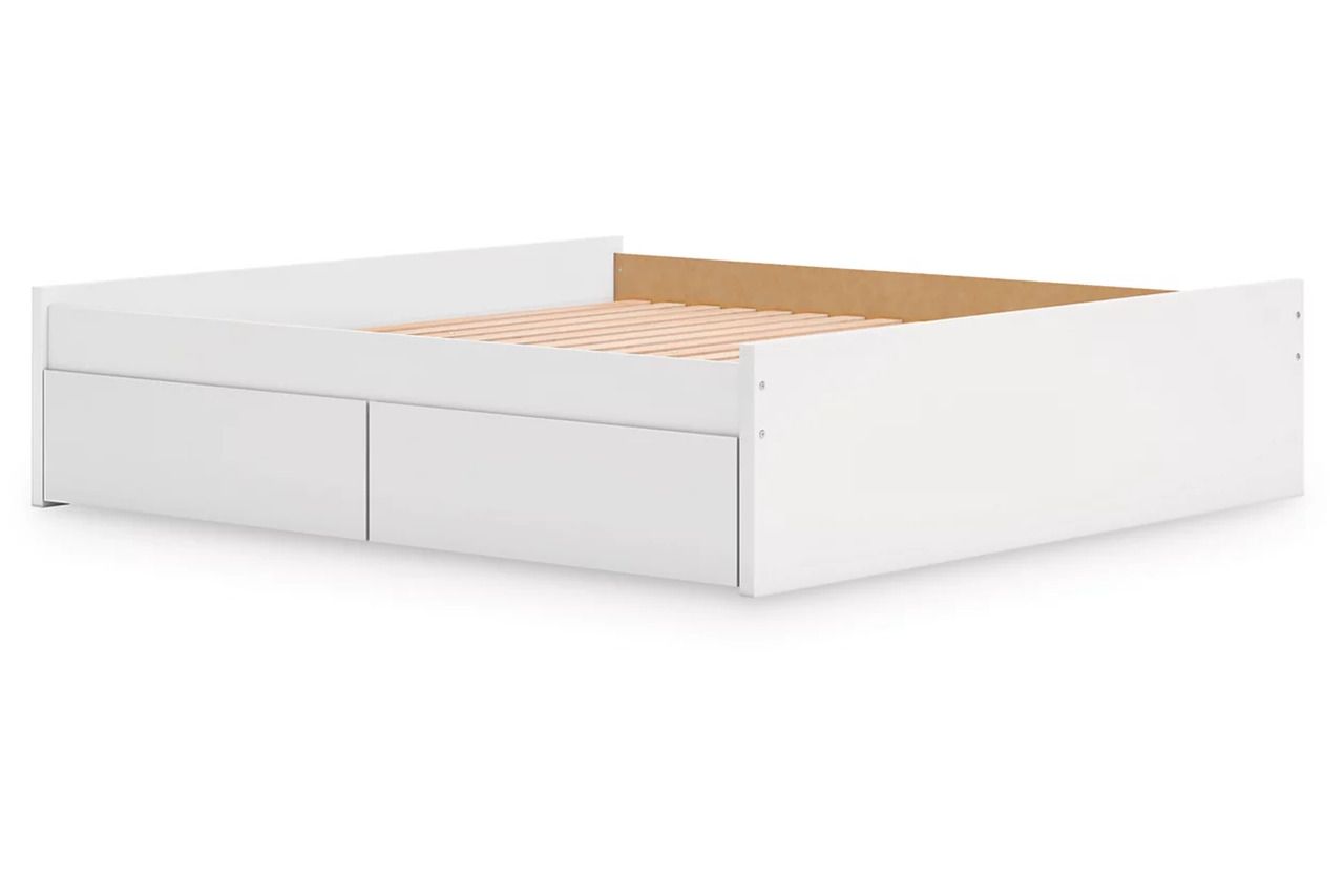 Onita King Platform Bed with 1 Side Storage In White EB9630B23
