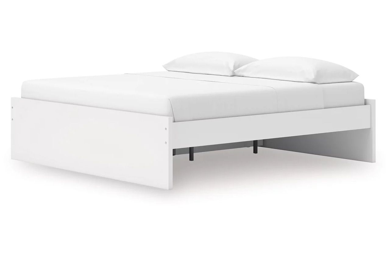 Onita King Platform Bed with 1 Side Storage In White EB9630B23
