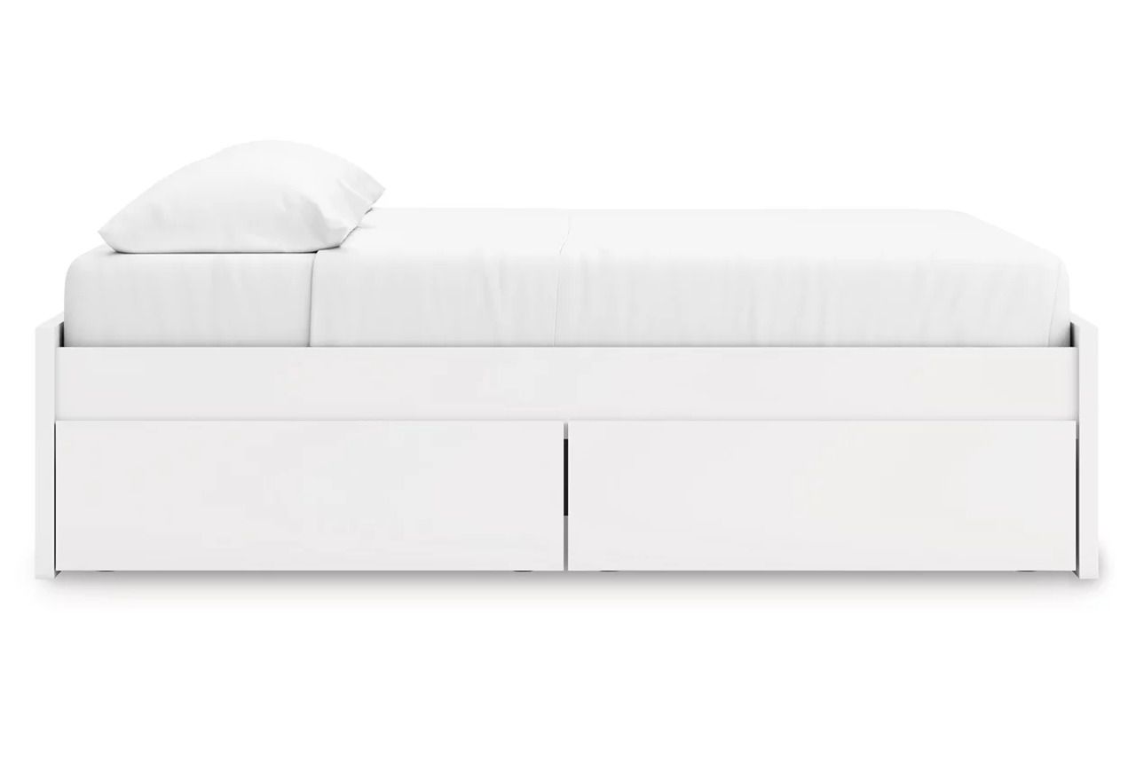 Onita King Platform Bed with 1 Side Storage In White EB9630B23