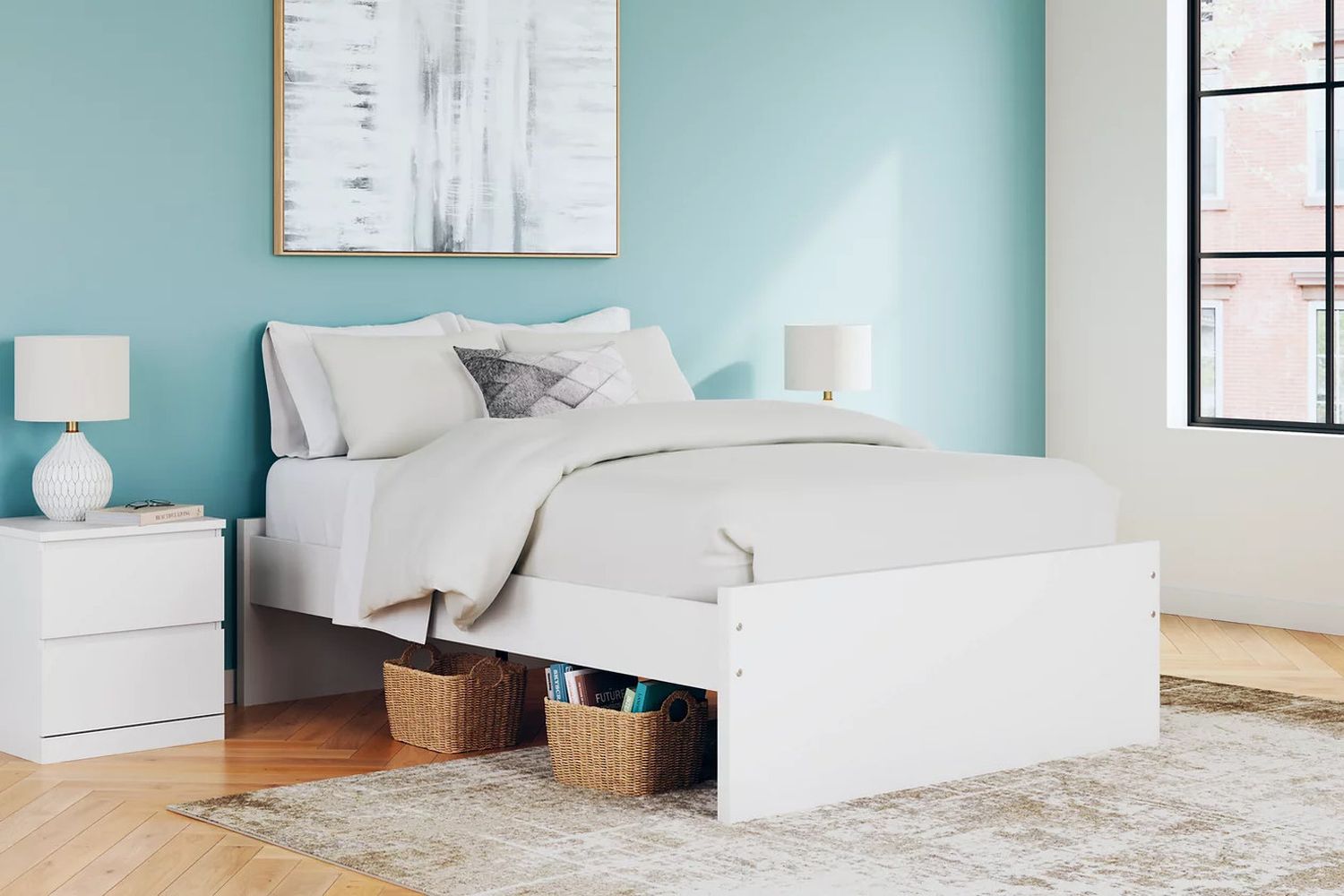 Onita Full Platform Bed In White EB9630B3