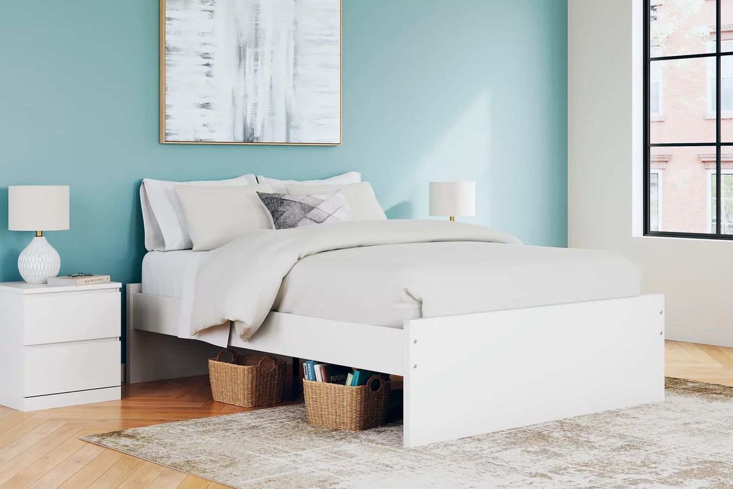 Onita Queen Platform Bed In White EB9630B4