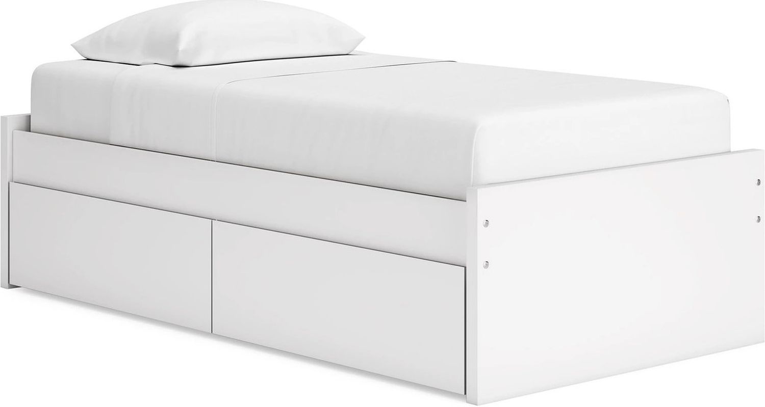 Onita Twin Platform Bed with 1 Side Storage In White EB9630B6