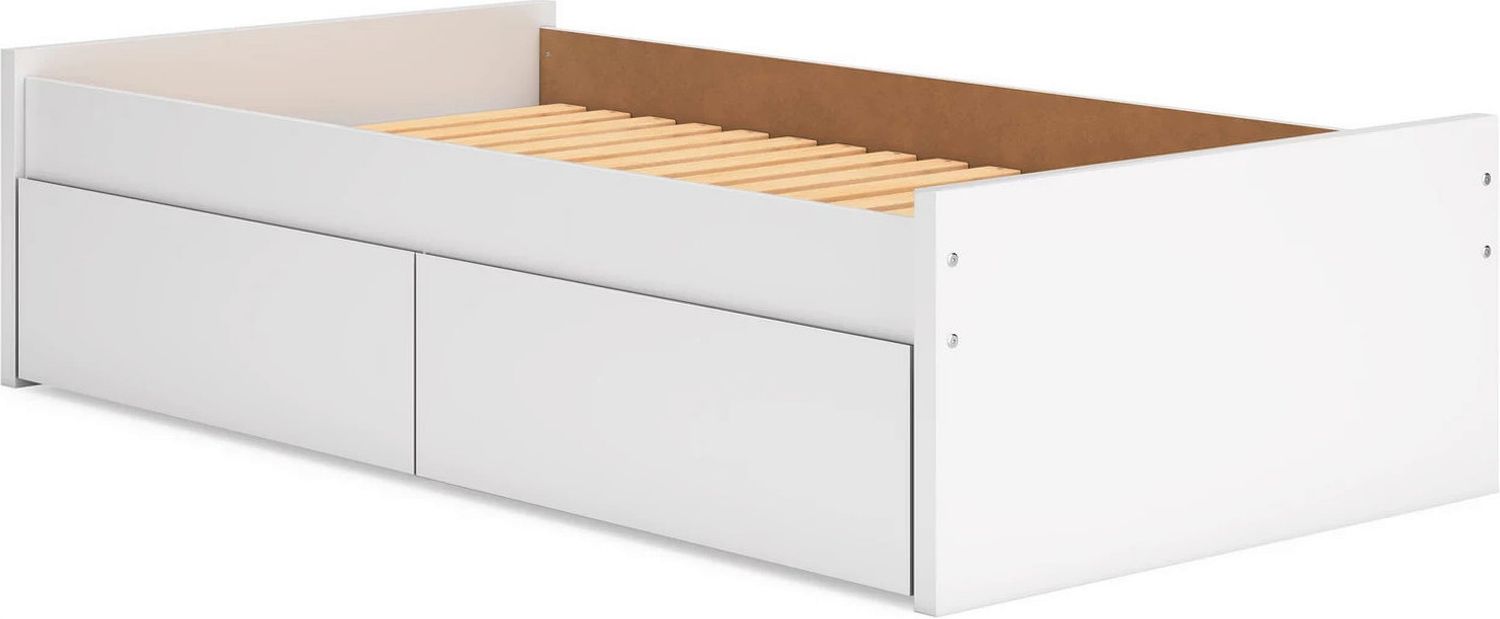 Onita Twin Platform Bed with 1 Side Storage In White EB9630B6