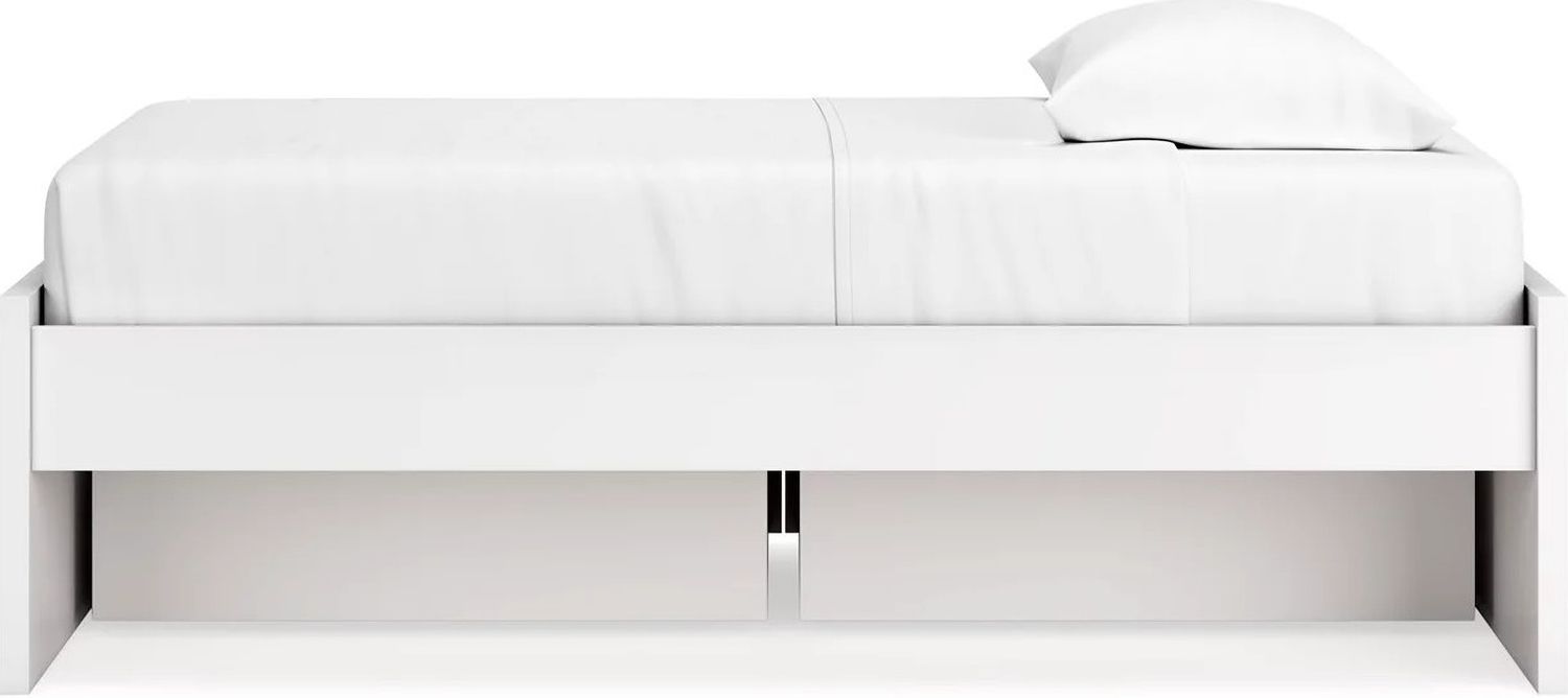 Onita Twin Platform Bed with 1 Side Storage In White EB9630B6