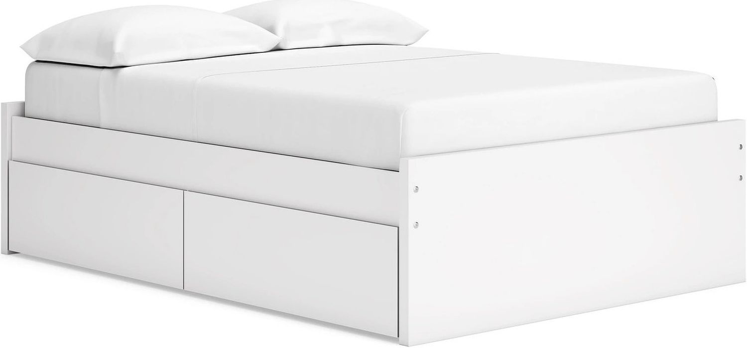 Onita Full Platform Bed with 1 Side Storage In White EB9630B9
