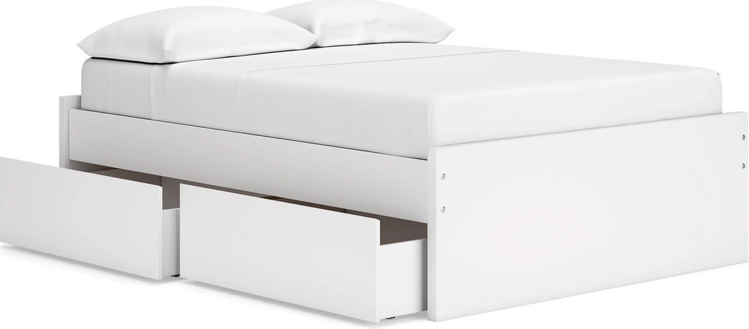 Onita Full Platform Bed with 1 Side Storage In White EB9630B9
