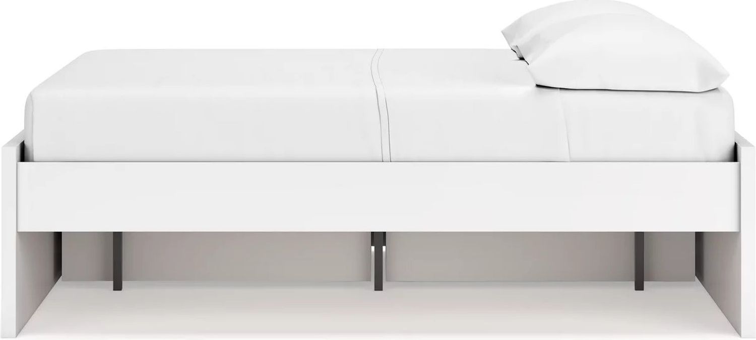 Onita Full Platform Bed with 1 Side Storage In White EB9630B9