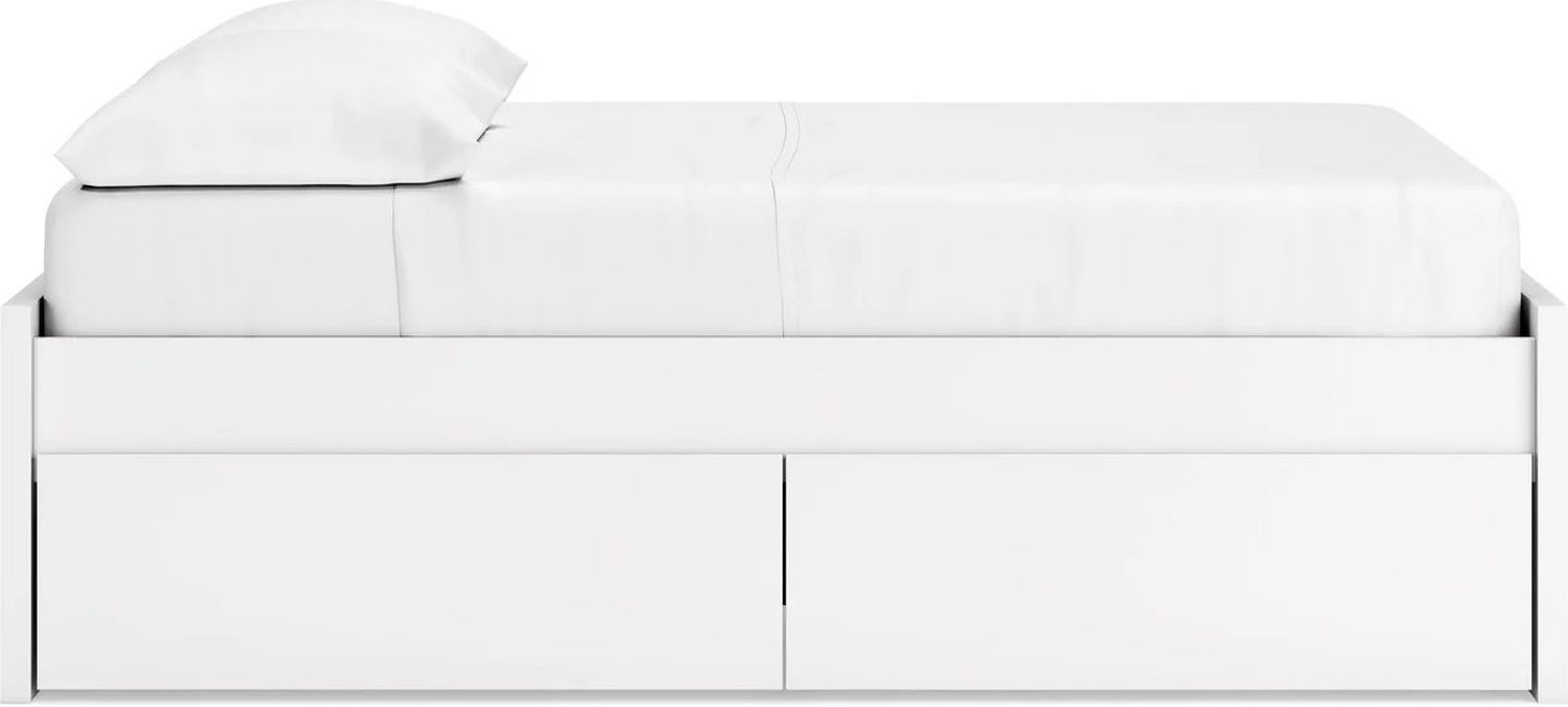 Onita Full Platform Bed with 1 Side Storage In White EB9630B9