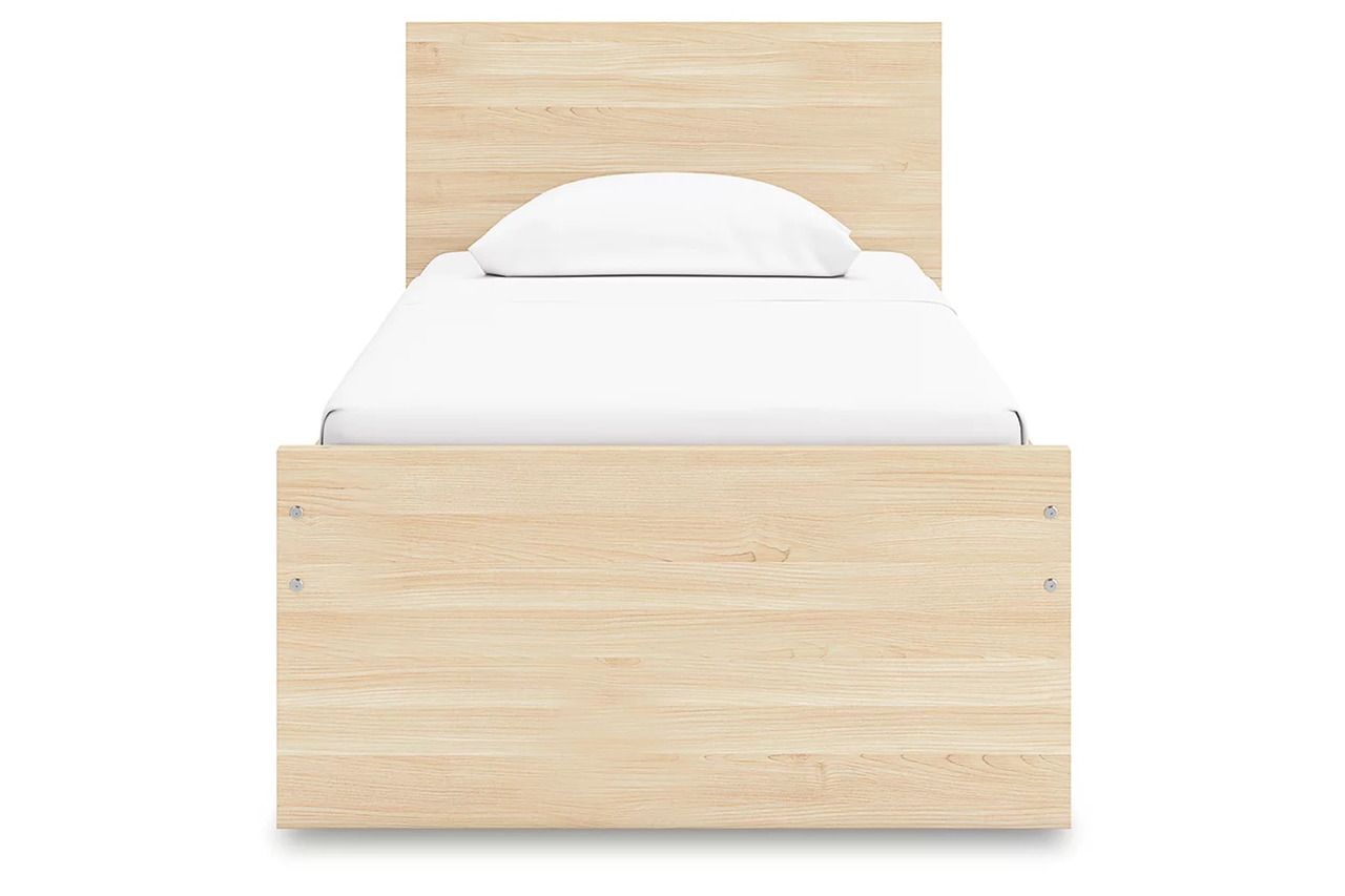 Onita Twin Panel Platform Bed with 1 Side Storage In Natural EB9632B10