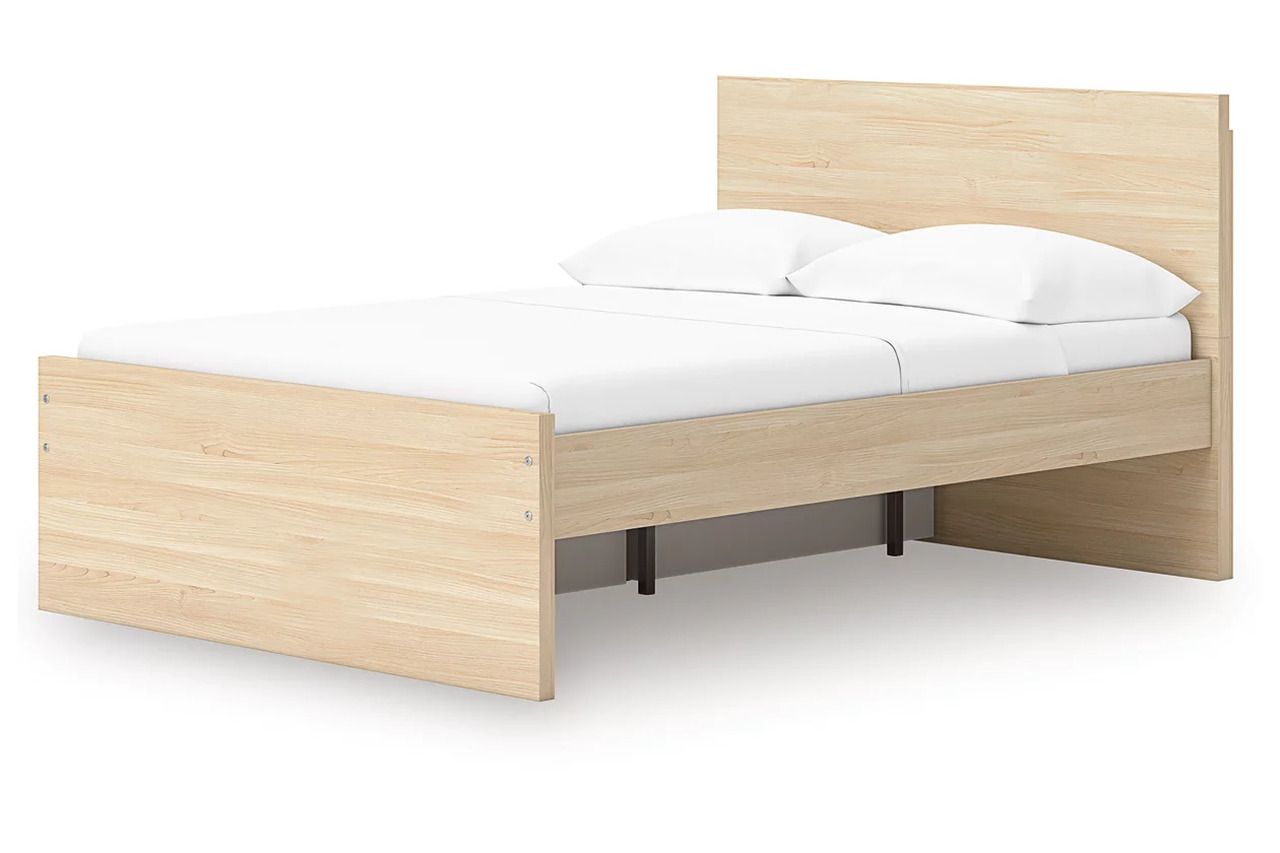 Onita Full Panel Platform Bed with 1 Side Storage In Natural EB9632B11