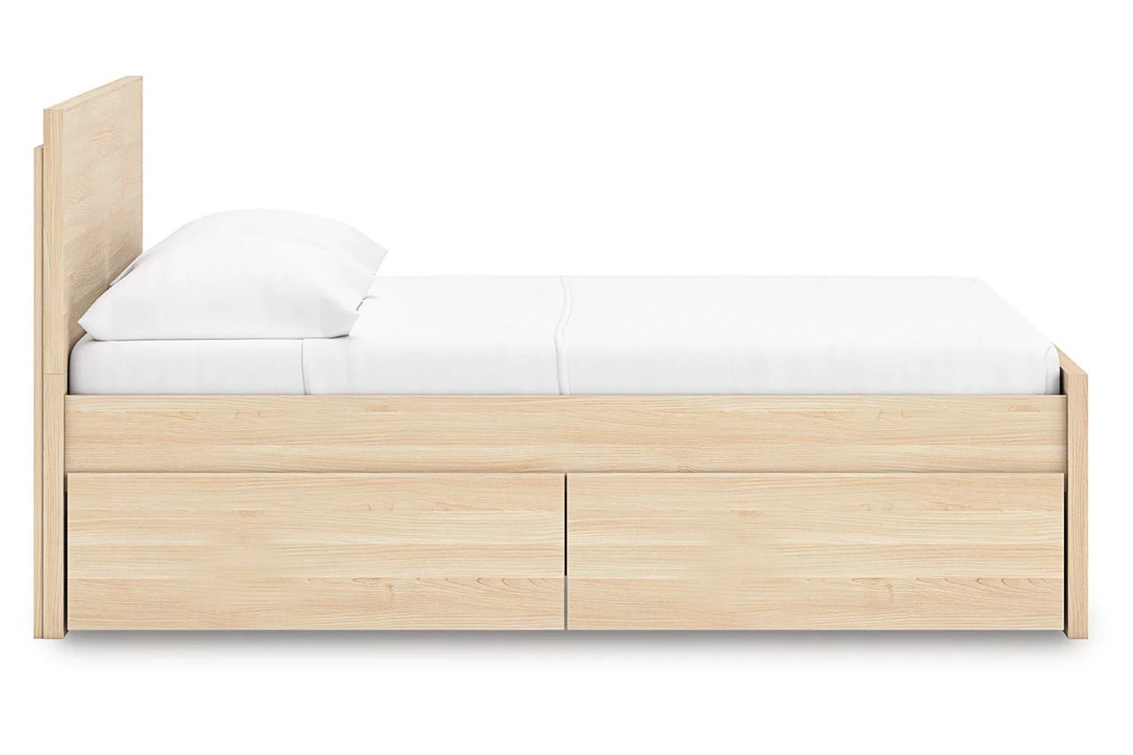 Onita Full Panel Platform Bed with 1 Side Storage In Natural EB9632B11