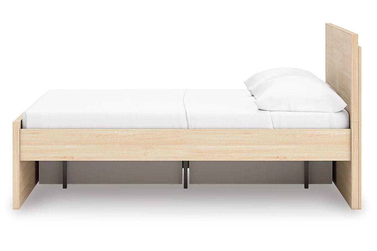 Onita Full Panel Platform Bed with 1 Side Storage In Natural EB9632B11