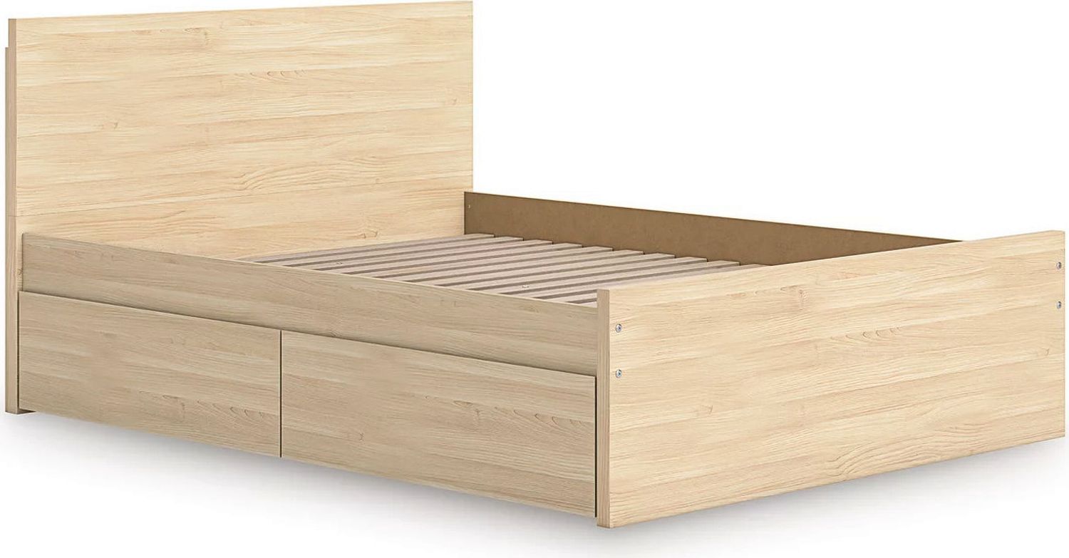 Onita Queen Panel Platform Bed with 1 Side Storage In Natural EB9632B12