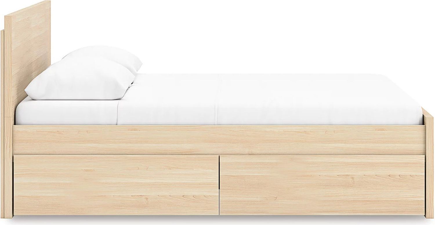Onita Queen Panel Platform Bed with 1 Side Storage In Natural EB9632B12