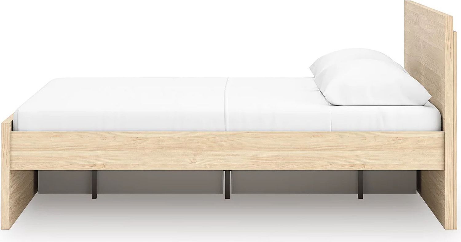 Onita Queen Panel Platform Bed with 1 Side Storage In Natural EB9632B12