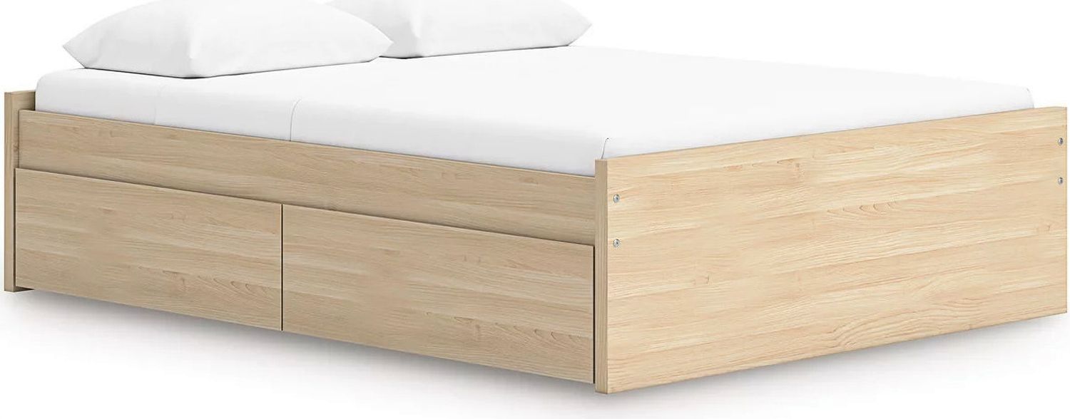 Onita Queen Platform Bed with 2 Side Storage In Natural EB9632B15