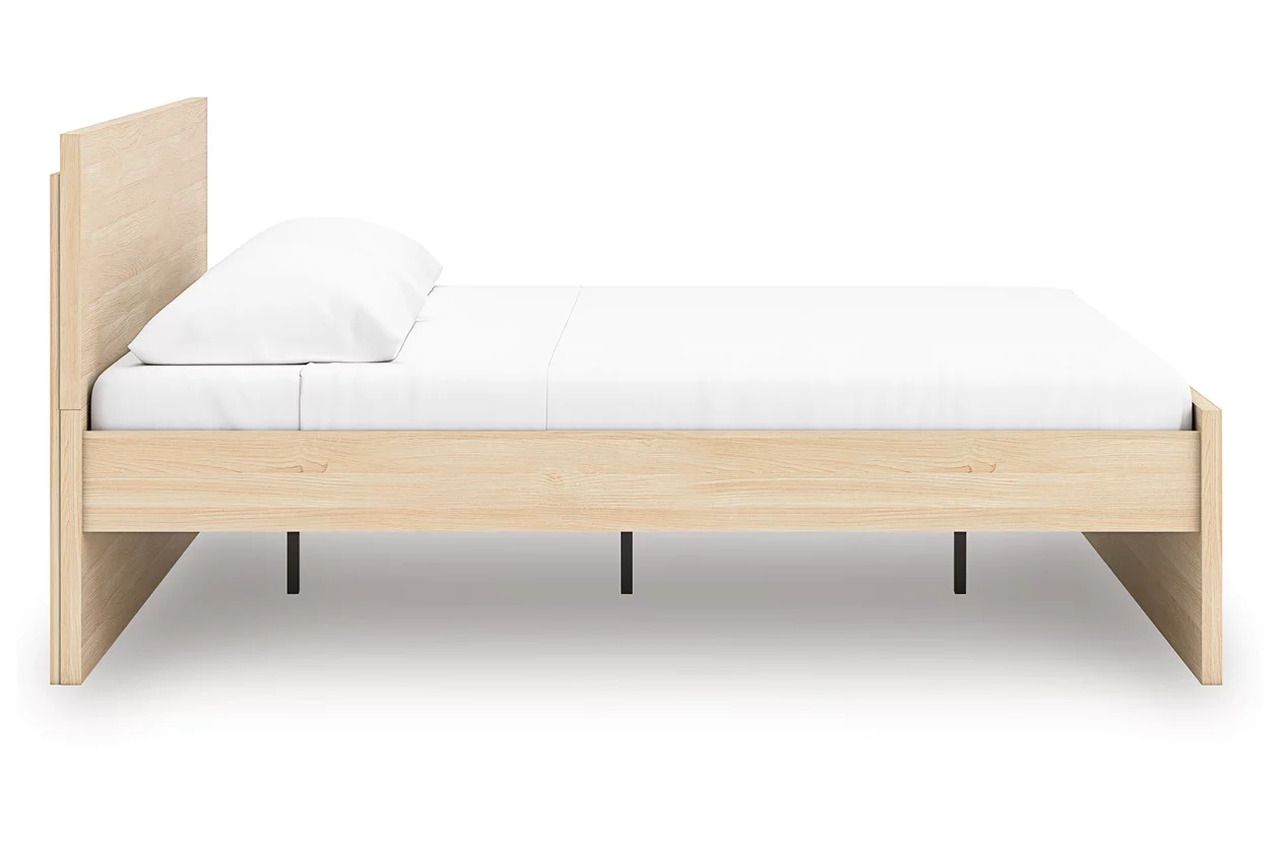Onita Queen Panel Platform Bed with 2 Side Storage In Natural EB9632B18