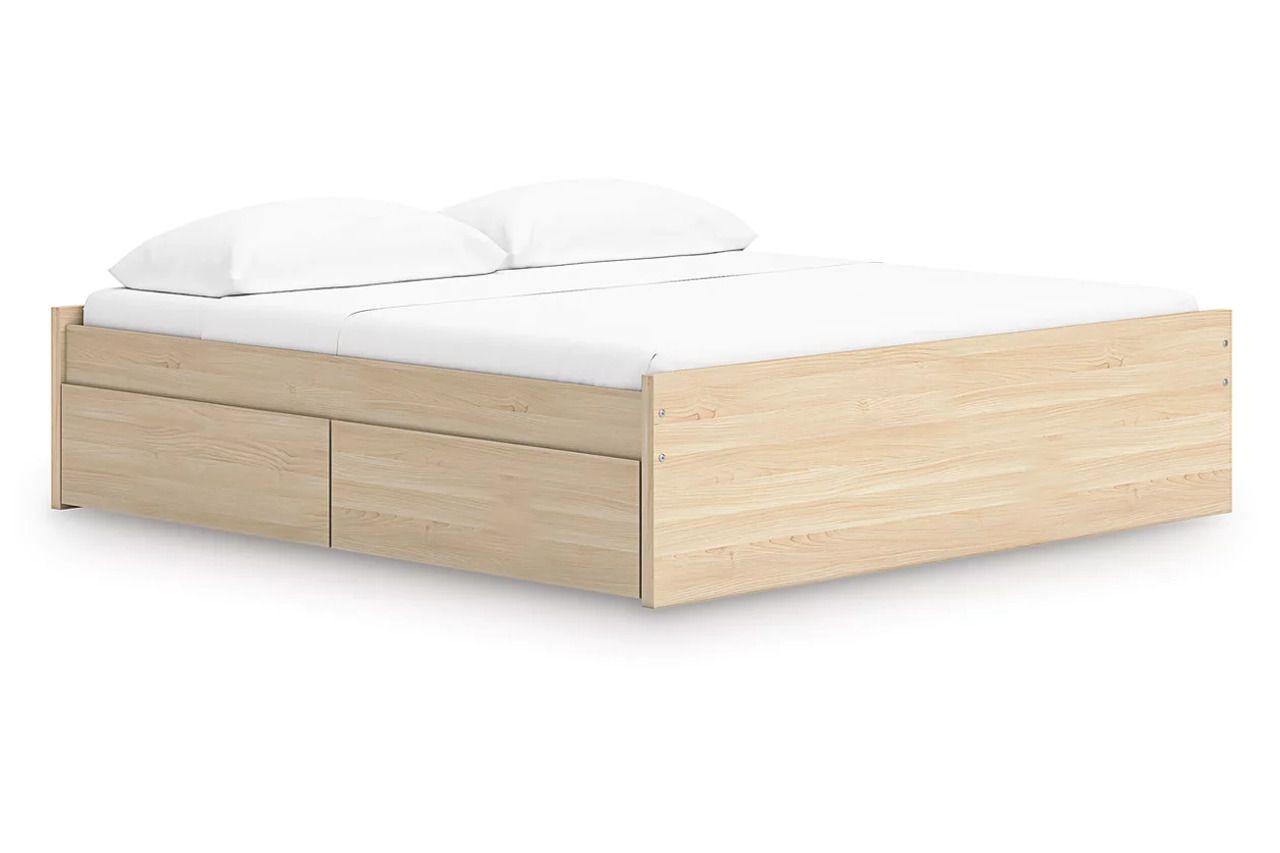 Onita King Platform Bed with 1 Side Storage In Natural EB9632B20