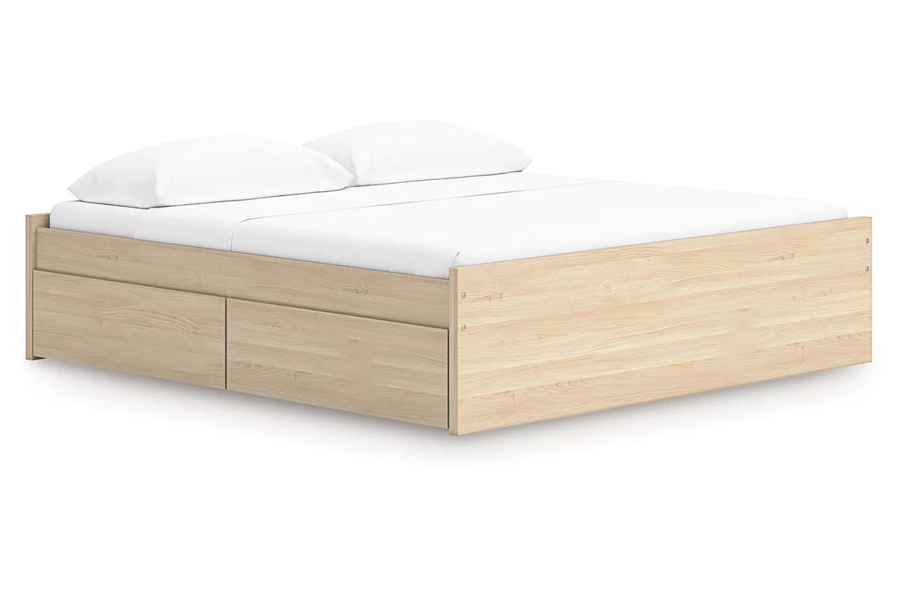 Onita King Platform Bed with 2 Side Storage In Natural EB9632B21