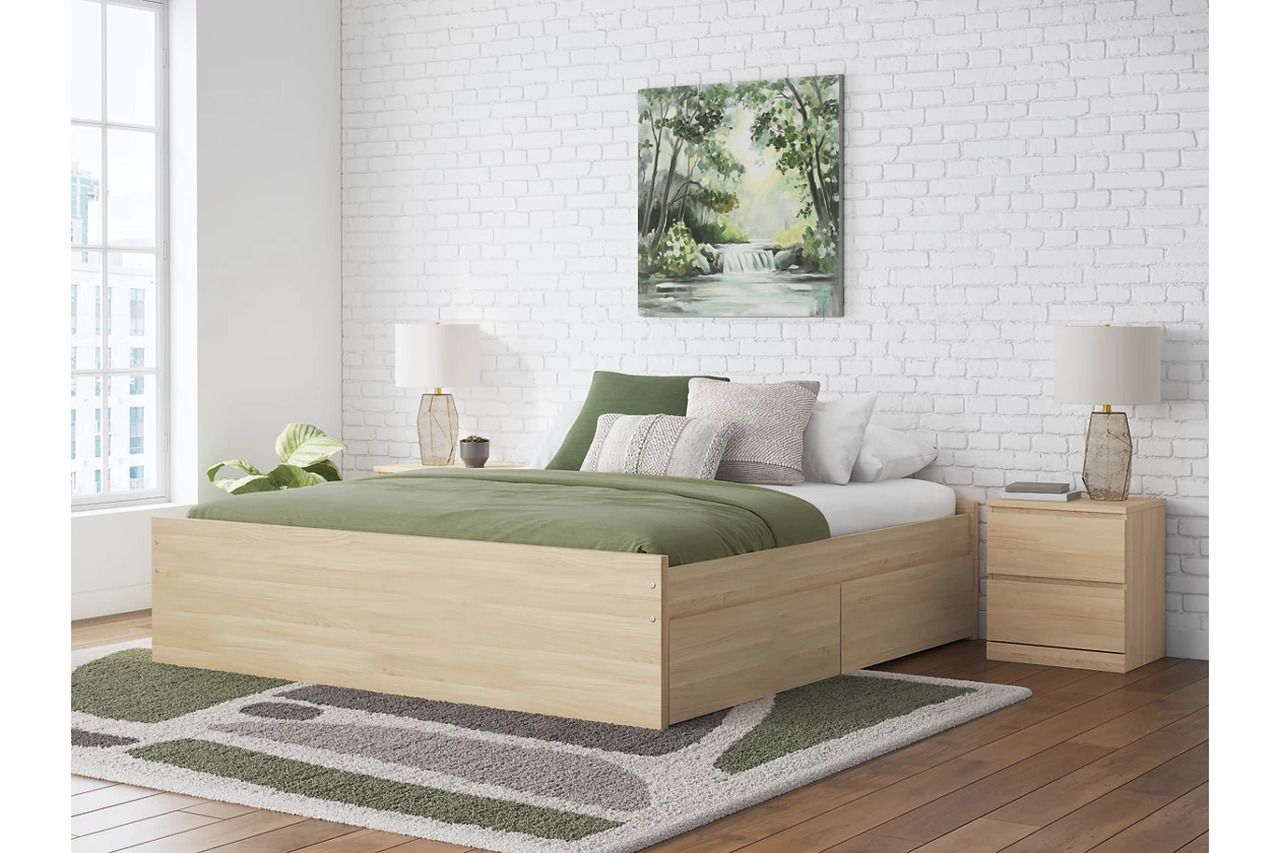 Onita King Platform Bed with 2 Side Storage In Natural EB9632B21