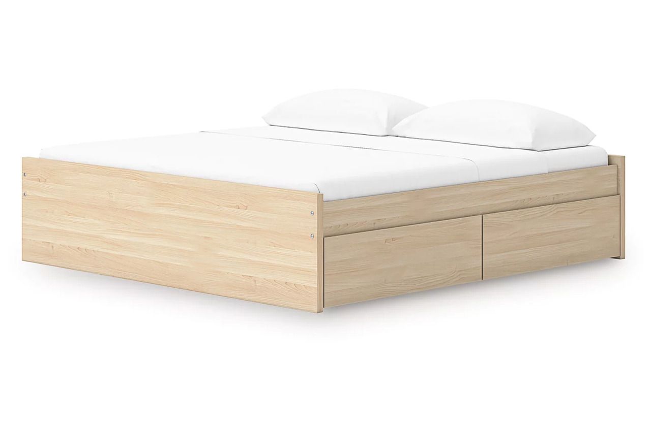 Onita King Platform Bed with 2 Side Storage In Natural EB9632B21