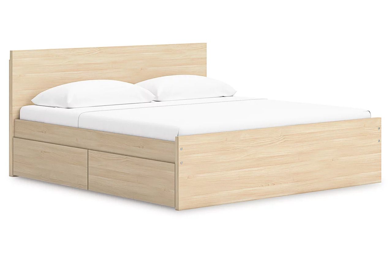 Onita King Panel Platform Bed with Storage In Natural EB9632B23