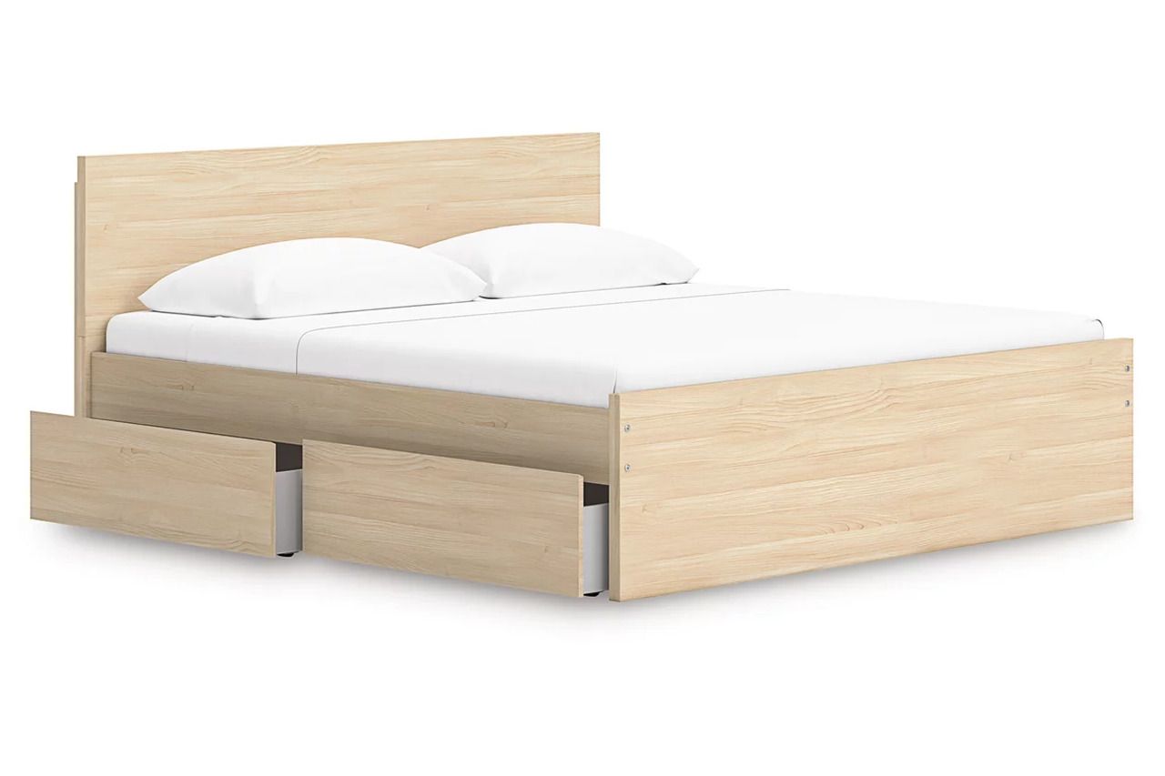 Onita King Panel Platform Bed with Storage In Natural EB9632B23