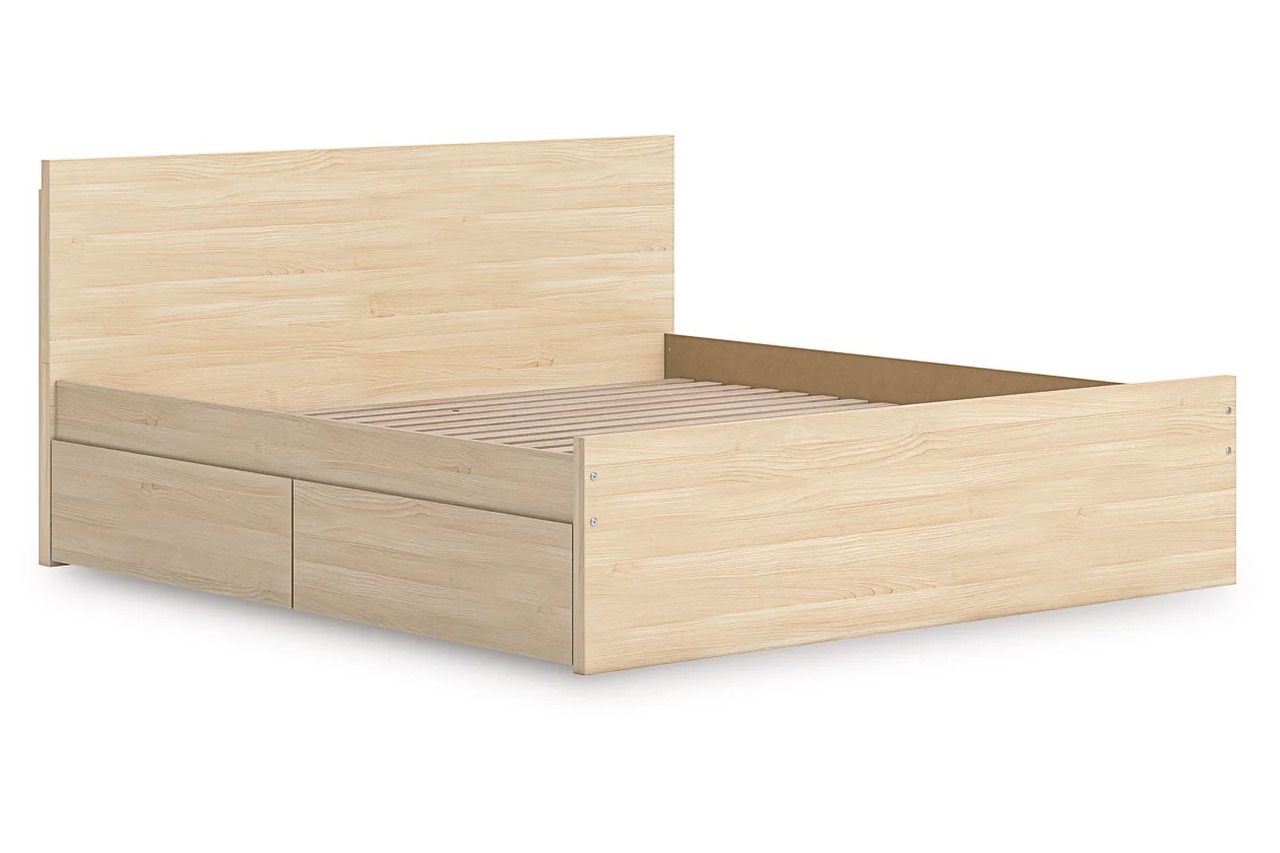 Onita King Panel Platform Bed with Storage In Natural EB9632B23